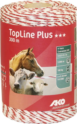 Produktbild: Ako Litze TopLine plus weiß, rot 300 m, 449119