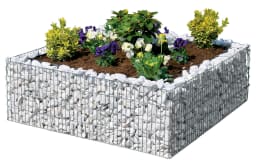 Produktbild: bellissa Gabionen-Hochbeet 4-Eck Premium 120 x 120 x 40 cm silber inkl. Trennfolie