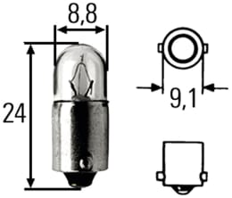 Technische Zeichnung: Hella® Kugellampe H, 24 V, 2 W, BA9s