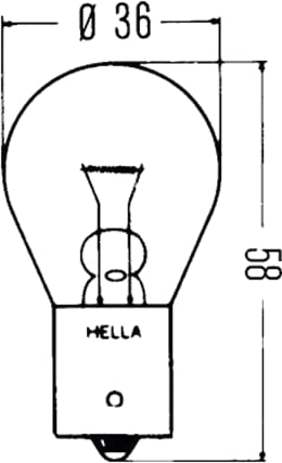 Technische Zeichnung: Hella® Kugellampe U, 12 V, 45 W, BA15s