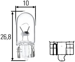 Technische Zeichnung: Hella® Glassockellampe 24 V, 5 W, W2,1x9,5d