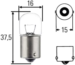 Technische Zeichnung: Hella® Kugellampe 24 V, 5 W, BA15s