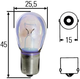 Technische Zeichnung: Hella® Kugellampe P21W, 24 V, 21 W, BA15s