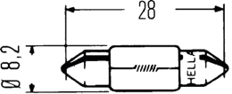 Technische Zeichnung: Hella® Soffitte 12 V, 3 W, SV 7-8