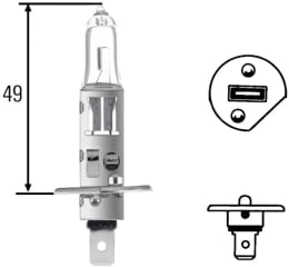 Technische Zeichnung: Hella® Halogenlampe H1, 24 V, 70 W, P14,5s