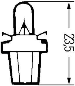 Technische Zeichnung: Hella® Kunststoffsockellampe 12 V, 1,2 W, BX8,5d