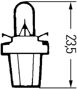 Technische Zeichnung: Hella® Kunststoffsockellampe 24 V, 1,2 W, BX8,5d