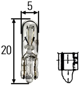 Technische Zeichnung: Hella® Glassockellampe 24 V, 2 W, W2x4,6d