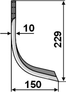 Technische Zeichnung: Industriehof® Fräsmesser links/rechts 229 x 90 x 10 mm, Bohrung 17 mm, für Fräse Alpego