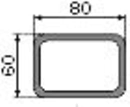 Technische Zeichnung: Industriehof® Zinkenträgerrohr 80 x 60 mm für Frontladerzinken