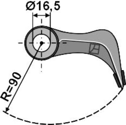 Technische Zeichnung: Industriehof® Hammerschlegel 120 x 40 mm, Ø 16,5 mm, Medium, für Mulcher, PTA beschichtet