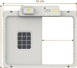 Technische Zeichnung: Hühnerklappe All-in-one 54 x 45 cm mit Solarmodul für Geflügel, von Chick'A®