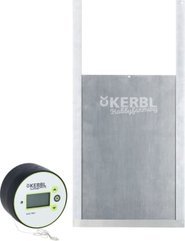 Produktbild: KERBL Hühnerklappe Duo Pro 220 x 330 mm Set mit Steuerung und Schienen für Geflügelställe, 70525