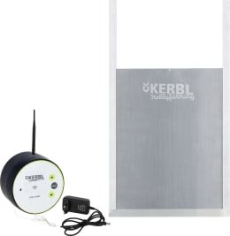 Produktbild: KERBL Hühnerklappe Duo Smart 300 x 400 mm Set mit WLAN-Steuerung und Schienen für Geflügelställe, 70523
