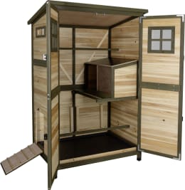 Lifestyle: KERBL Hühnerstall Tower 109 x 75 x 167 cm aus lasiertem Holz, 2 Sitzstangen, 2 Legenester