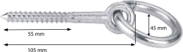 Technische Zeichnung: KERBL Barrenring mit Holzschraube, x 10 mm, verzinkt