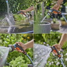Lifestyle: GARDENA Multifunktionsbrause Classic bei verschiedenen Gartenanwendungen wie Gießen und Reinigen