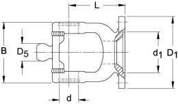 Technische Zeichnung: Walterscheid Weitwinkelflanschgabel FG WW80°