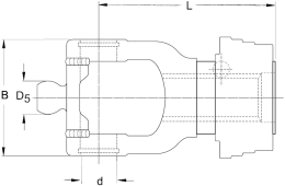 Technische Zeichnung: Walterscheid Weitwinkelanschlussgabel QSG WW80° mit Ziehverschlussautomatik