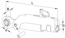Technische Zeichnung: Walterscheid Stabilisator ASST-B, Grundkörper mechanisch mit Spannstift, 350 mm