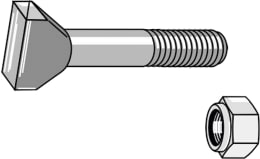 Technische Zeichnung: Industriehof® Hammerschraube M 10 x 65 - 8.8 mit Sicherungsmutter für Zinkenrotor Falc, Raus