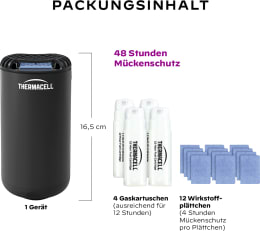 Set: Thermacell Mückenabwehr Protect Graphit Tischgerät, für max. 20 m²