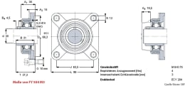 Technische Zeichnung: SKF Gußgehäuse quadratisch
