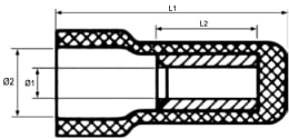 Technische Zeichnung: Herth + Buss Kabelendhülse 4 – 6 mm², gelb, isoliert, 50 252 549