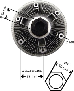 Technische Zeichnung: Viskokupplung für Ford New Holland Traktor TM 140–190