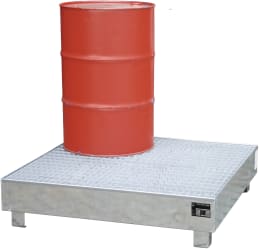 Produktbild: BAUER® SÜDLOHN Auffangwanne WM 4/200 v für 4 x 200 l-Fass, 1.200 x 285 x 1.200 mm, Auffangvolumen max. 216 l