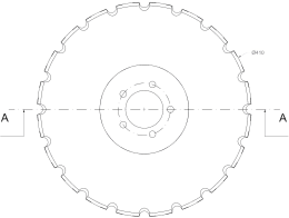 Technische Zeichnung: Säscheibe 410 x 5 mm, gezahnt, 20 Zähne, Sämaschine Kverneland Accord