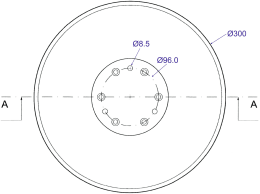 Technische Zeichnung: Säscheibe 300 x 3 mm, glatt, Bohrung 90° angesenkt, für Sämaschine Kverneland Accord