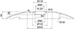 Technische Zeichnung: Eggenscheibe 620 x 6 mm, LK 160 mm, gewölbt, gezahnt, Bohrungen 4-kant für Lemken Kurzscheibenegge