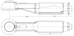 Technische Zeichnung: Rockinger Kalotte ROE57L007, für Vebindung mit Kugelkupplung Ø 80 mm nach ISO für Gelenk-