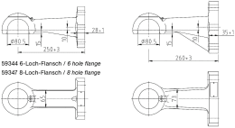 Technische Zeichnung: Rockinger Kalotte ROE59353/ROE59344 mit Flansch, zur Verbindung mit Kupplungskugel Ø 80 mm