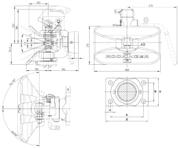 Technische Zeichnung: Rockinger Zugmaul RO846B automatisch mit Flansch, Ø Bolzen 38 mm