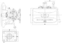 Technische Zeichnung: Rockinger Zugmaul RO841B automatisch mit Flansch, Ø Bolzen 38 mm