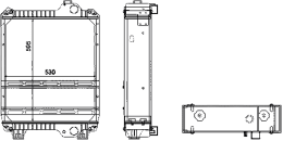 Technische Zeichnung: Wasserkühler für Traktor Case IH MXU 115–135; Traktor Ford New Holland TS 115A–135A