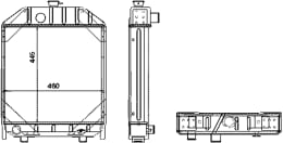 Technische Zeichnung: Wasserkühler für Traktor Landini Cingolati, 5500–8550; Traktor Massey Ferguson 154–294S