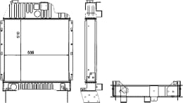 Technische Zeichnung: Wasserkühler für Traktor Massey Ferguson 3070–3120, 6150–6180