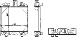 Technische Zeichnung: Wasserkühler für Traktor Landini Blizzard, C + CF, Trekker C + CF; Traktor Massey Ferguson 273–397