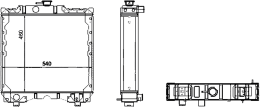 Technische Zeichnung: Wasserkühler für Traktor Ford New Holland TD 55–95