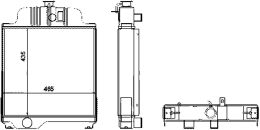 Technische Zeichnung: Wasserkühler für Traktor John Deere 820–1120, 930–1630, 1035–1635