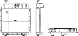 Technische Zeichnung: Wasserkühler für Traktor Massey Ferguson 3050, 3060, 3065, 6110–6140