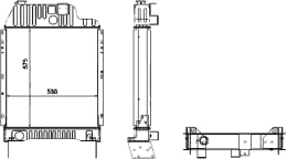 Technische Zeichnung: Wasserkühler für Traktor Massey Ferguson 3635–3655, 6190, 8110–8130