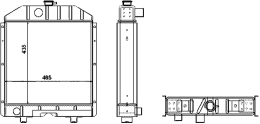 Technische Zeichnung: Wasserkühler für Traktor Fiat 680, 780, 80-66, 80-88, 60-90, 65-90, 70-90, 85-90, 90-90, 82-93, 88-93