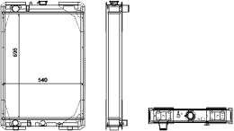 Technische Zeichnung: Wasserkühler für Traktor Fiat 1580, 1880, 140-90, 160-90, 180-90