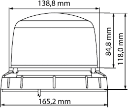 Technische Zeichnung: Hella® LED-Rundumleuchte Rota LED Compact F 10 – 30 V, Festmontage