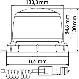 Technische Zeichnung: Hella® LED-Rundumleuchte Rota LED Compact M 10 – 30 V, Magnethaftung
