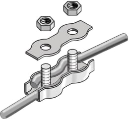 Technische Zeichnung: Seilverbinder für Weidezaunseile bis 6 mm mit Verbindungsplatte und Muttern